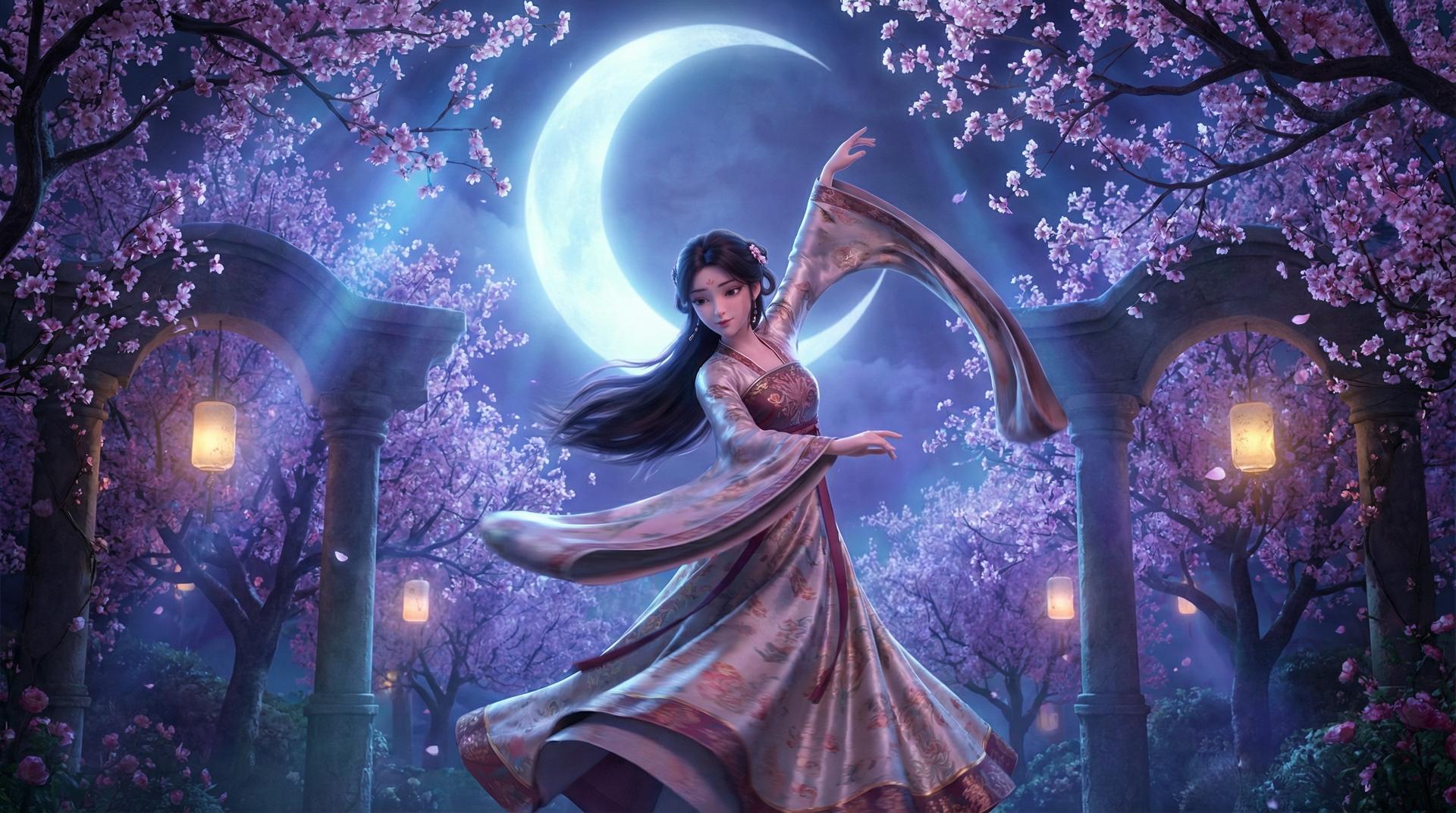 明星月下仙舞原创视频